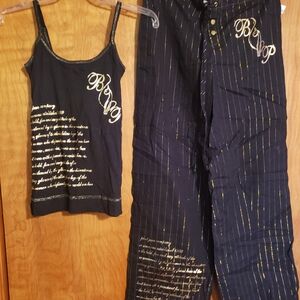 Baby Phat Black and Gold Pajama Set